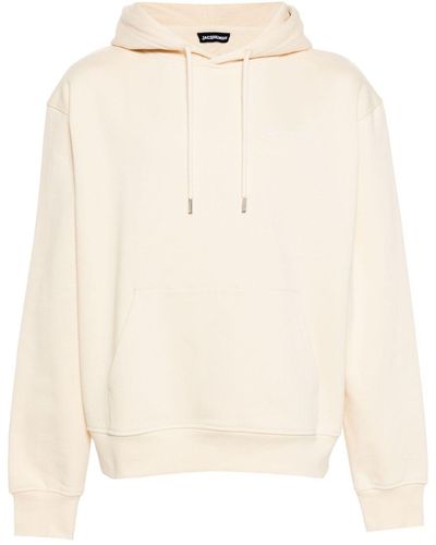 Jacquemus Logo-Embroidered Cotton Hoodie - Natural