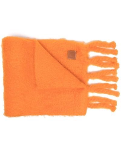 Loewe Logo-patch Mohair-blend Scarf - Orange
