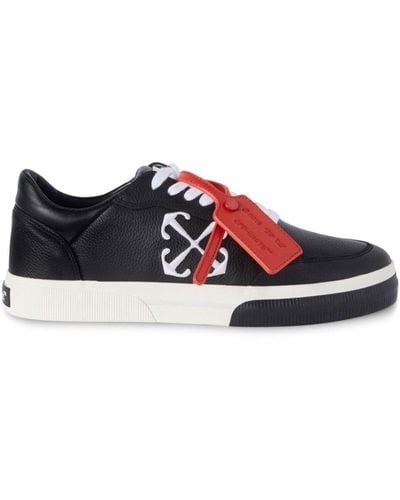 Off-White c/o Virgil Abloh Off- Vulcanized Contrasting-Tag Leather Trainers - Red
