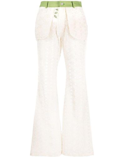ANDERSSON BELL Panelled Flared Trousers - White