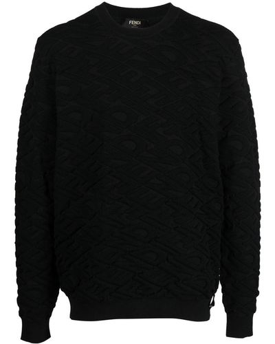 Fendi Embossed Logo-print Sweatshirt - Black