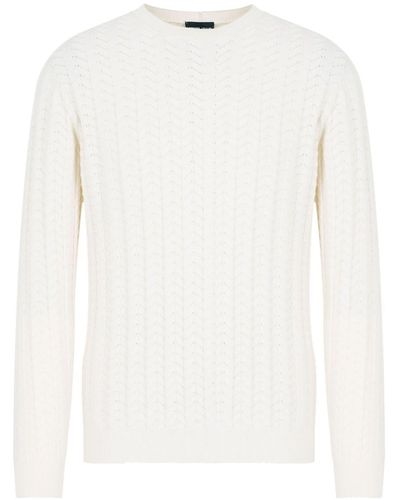 Giorgio Armani Cable-Knit Cotton-Blend Jumper - White