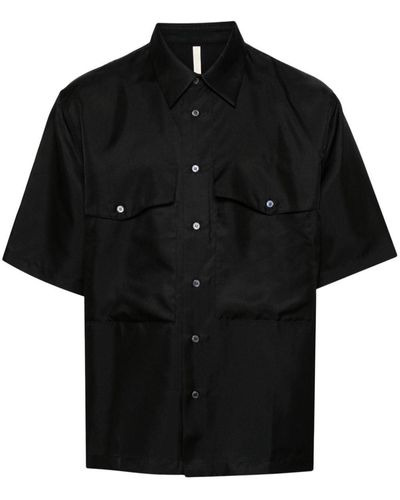 sunflower Classic-Collar Silk Shirt - Black