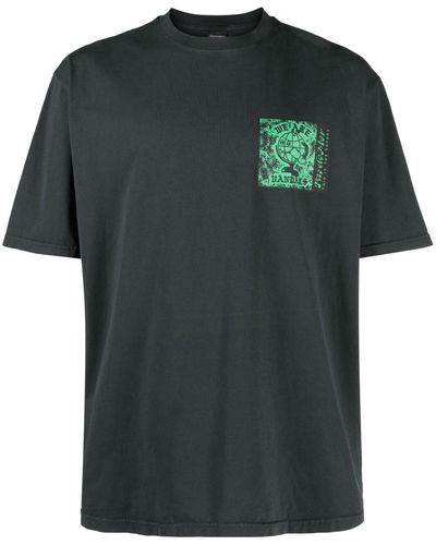 PAS DE MER Wav Slogan-Print Cotton T-Shirt - Green