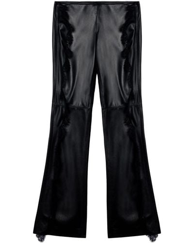 Off-White c/o Virgil Abloh Off- Lace-Trim Leather Trousers - Blue