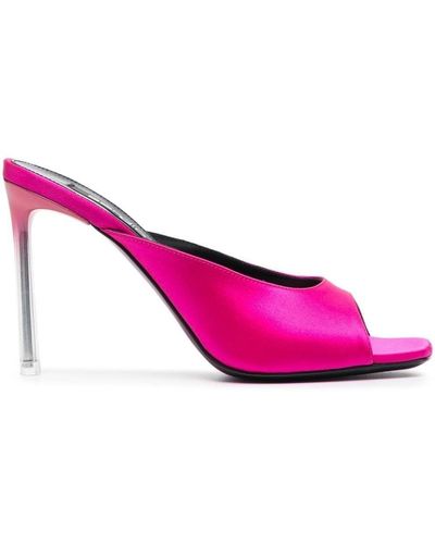 Sergio Rossi Translucent Heel Satin Mules - Pink