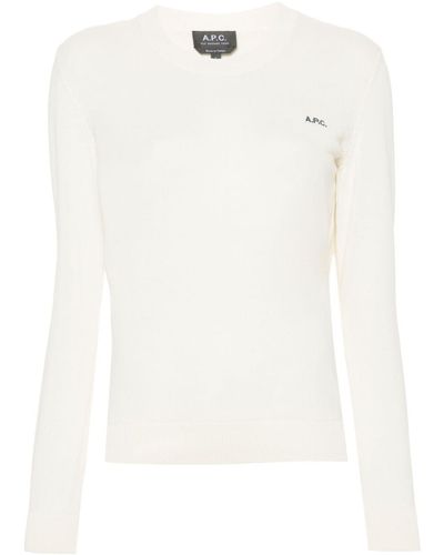 A.P.C. Logo-Embroidered Sweater - White