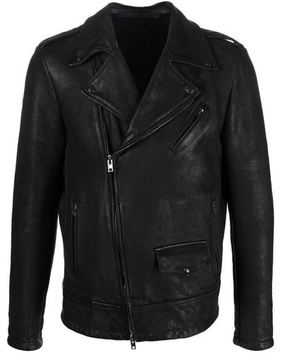 Salvatore Santoro Leather Biker Jacket - Black