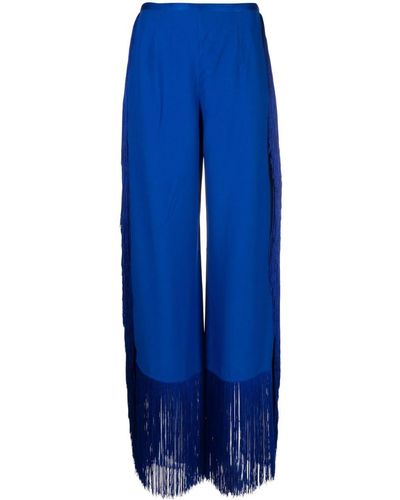 ‎Taller Marmo Fringe-Detailing Zip-Up Flared Trousers - Blue