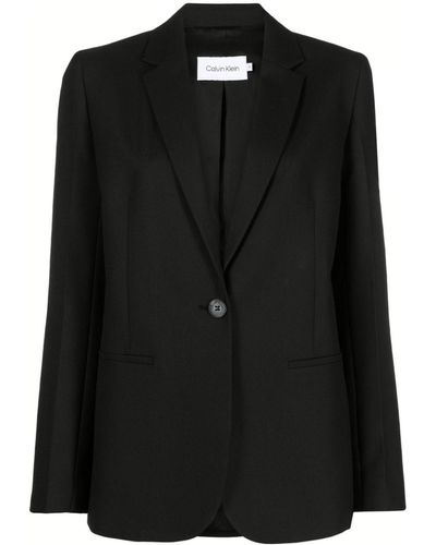 Calvin Klein Darted Single-Breasted Blazer - Black