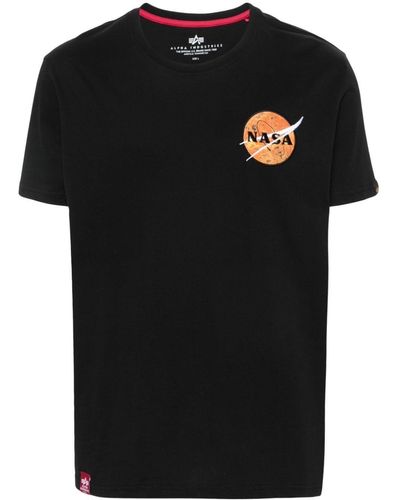 Alpha Industries Embroidered-Logo Cotton T-Shirt - Black