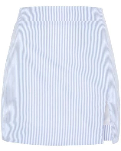 ROWEN ROSE Striped Cotton Mini Skirt - Blue