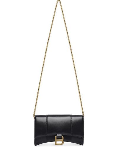 Balenciaga Hourglass Leather Wallet-On-Chain - White