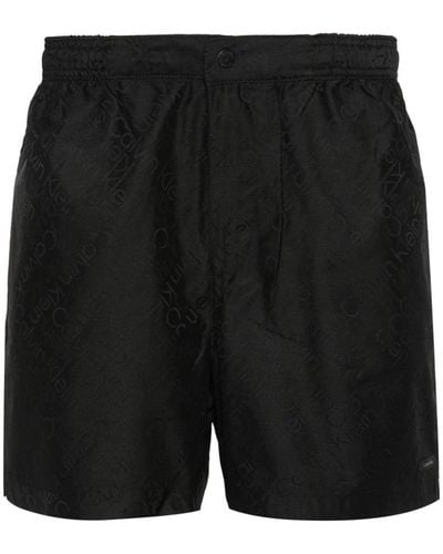 Calvin Klein Logo-patch Swim Shorts - Black