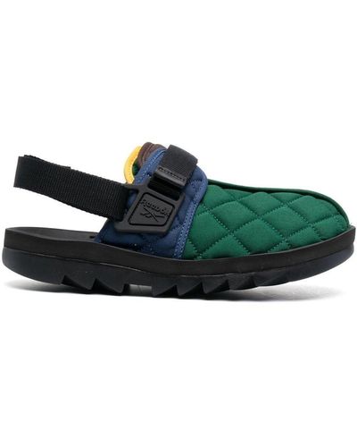 Reebok Colour-block Quilted Closed Sandals - Green