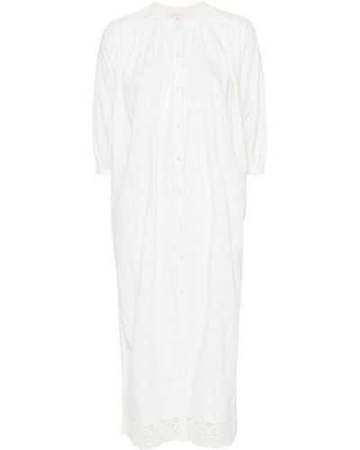 Louise Misha Floral-Embroidery Cotton Maxi Dress - White