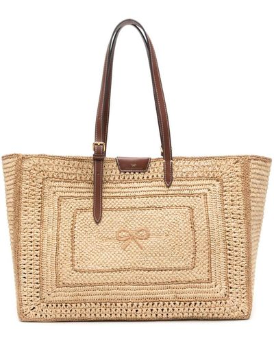 Anya Hindmarch Bow Raffia Tote Bag - Natural