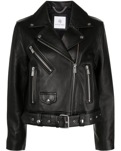 Anine Bing Benjamin Leather Biker Jacket - Black