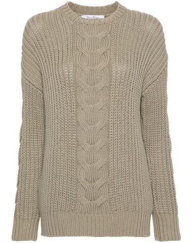Max Mara Sage Chunky Knit Cotton Sweater - Natural