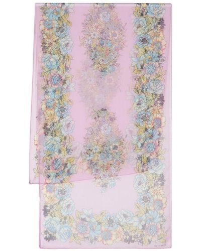 Etro Floral-Print Silk Scarf - Pink