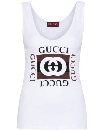 Gucci Interlocking G-Print Cotton Top - White