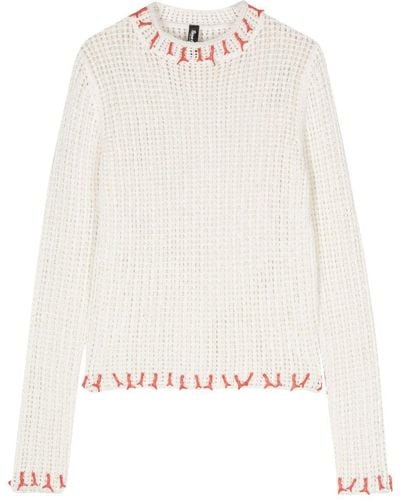 Reina Olga Contrasting-Charms Open-Knit Jumper - White