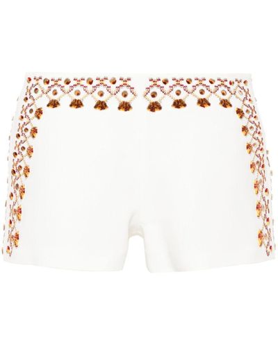 Ermanno Scervino Embroidered-Detail Mini Shorts - White