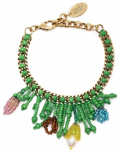 Rada' Dangle Design Beaded Bracelet - Green