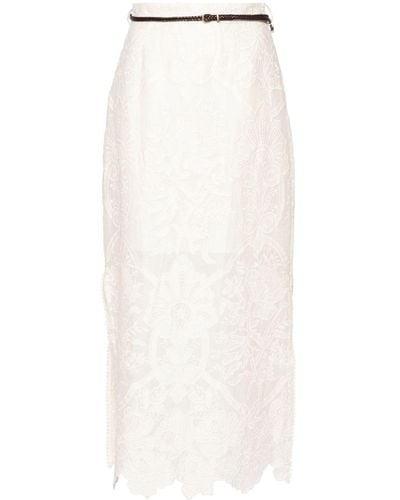 Zimmermann Ottie Embroidered Midi Skirt - White