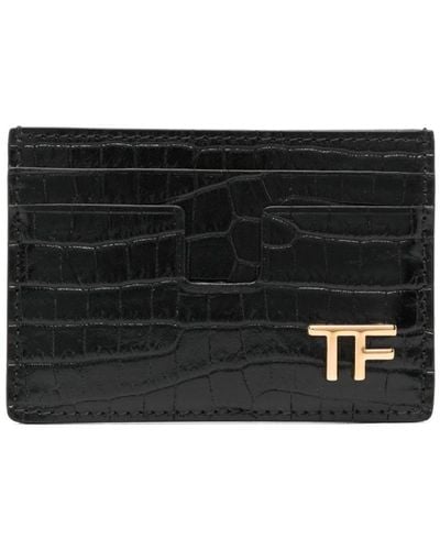 Tom Ford Logo-Plaque Leather Cardholder - Black
