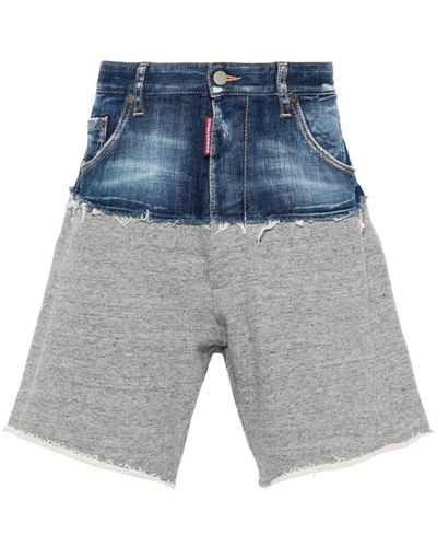 DSquared² Panelled Cotton Shorts - Blue