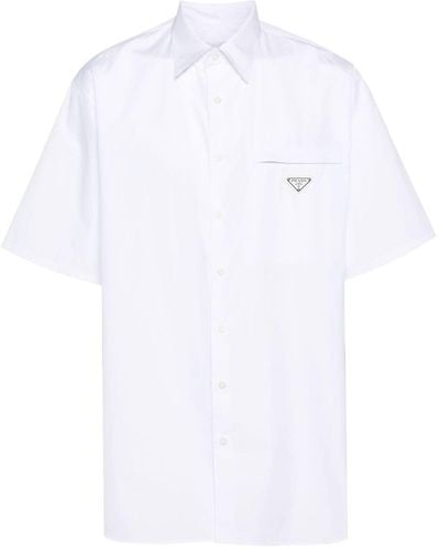 Prada Triangle Enamel Logo Shirt - White