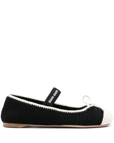 Miu Miu Knitted Ballerina Shoes - Black