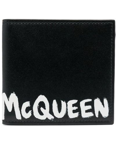 Alexander McQueen Graffiti Logo-Print Bi-Fold Wallet - Black