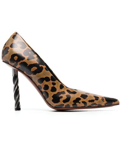 Vetements Drill-Heel Leopard-Print Court Shoes - Brown