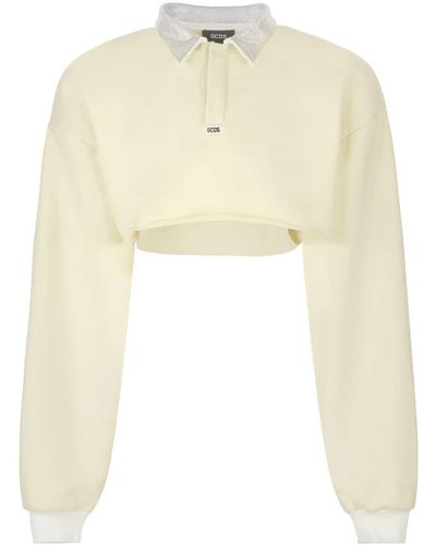 Gcds Bling Cropped Polo Top - Natural