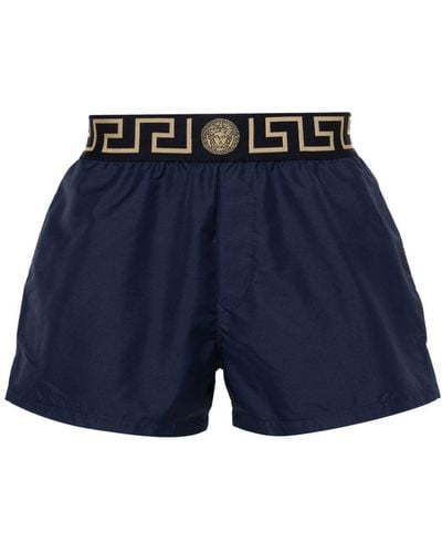 Versace Greca-Waistband Swim Shorts - Blue