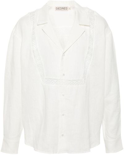 Siedres Guipure-Lace-Detail Linen Shirt - White
