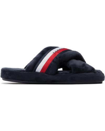 Tommy Hilfiger Hausschuhe comfy home slippers with straps fw0fw06587 desert sky dw5 - Blau
