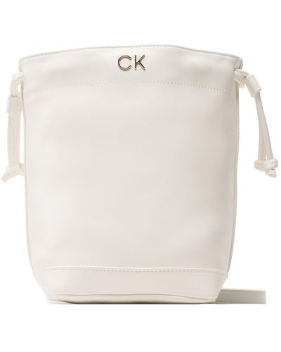 Calvin Klein Handtasche re-lock drawstring bag mini k60k610450 yaf - Weiß
