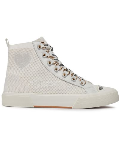 Love Moschino Sneakers Aus Stoff Ja15142G1Iiy0100 Weiß - Grau