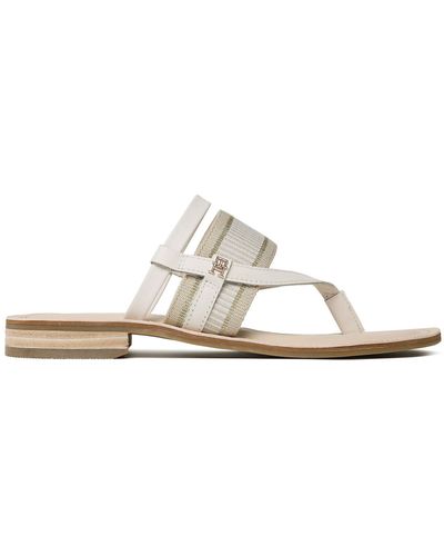 Tommy Hilfiger Zehentrenner th webbing mule sandal fw0fw07275 weathered white ac0 - Weiß