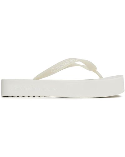 Calvin Klein Zehentrenner Beach Sandal Flatform Logo Yw0Yw01092 Weiß