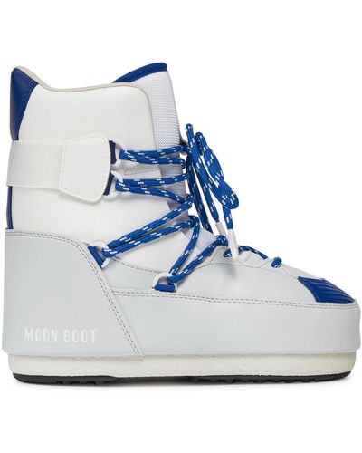 Moon Boot Schneeschuhe sneaker mid 14028200003 white/lt.grey/blue - Blau