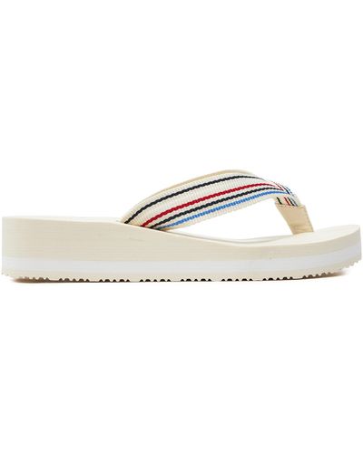 Tommy Hilfiger Zehentrenner wedge stripes beach sandal fw0fw07858 calico aef - Natur