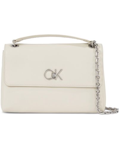 Calvin Klein Handtasche re-lock ew conv crossbody k60k611084 dk ecru pc4 - Weiß
