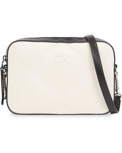Calvin Klein Handtasche quilt camera bag_canvas k60k611892 dk ecru canvas pc4 - Natur