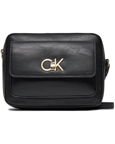 Calvin Klein Handtasche re-lock camera bag w/flap k60k611083 ck black beh - Schwarz