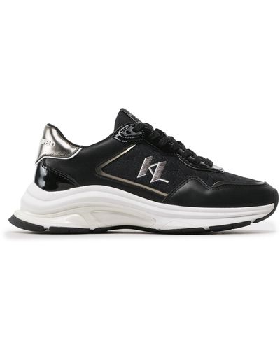 Karl Lagerfeld Sneakers kl63165 black lthr/text w/silver - Schwarz