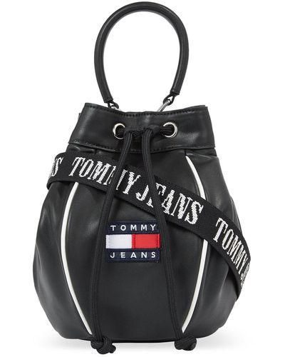 Tommy Hilfiger Handtasche tjw heritage bucket bag aw0aw15437 black bds - Schwarz